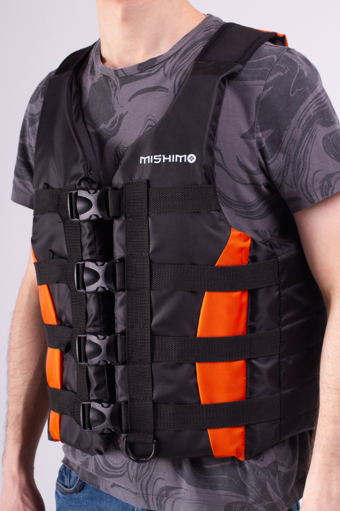 Жилет спасательный MISHIMO PRO Премиум качества Черно-оранжевый в Туапсе
