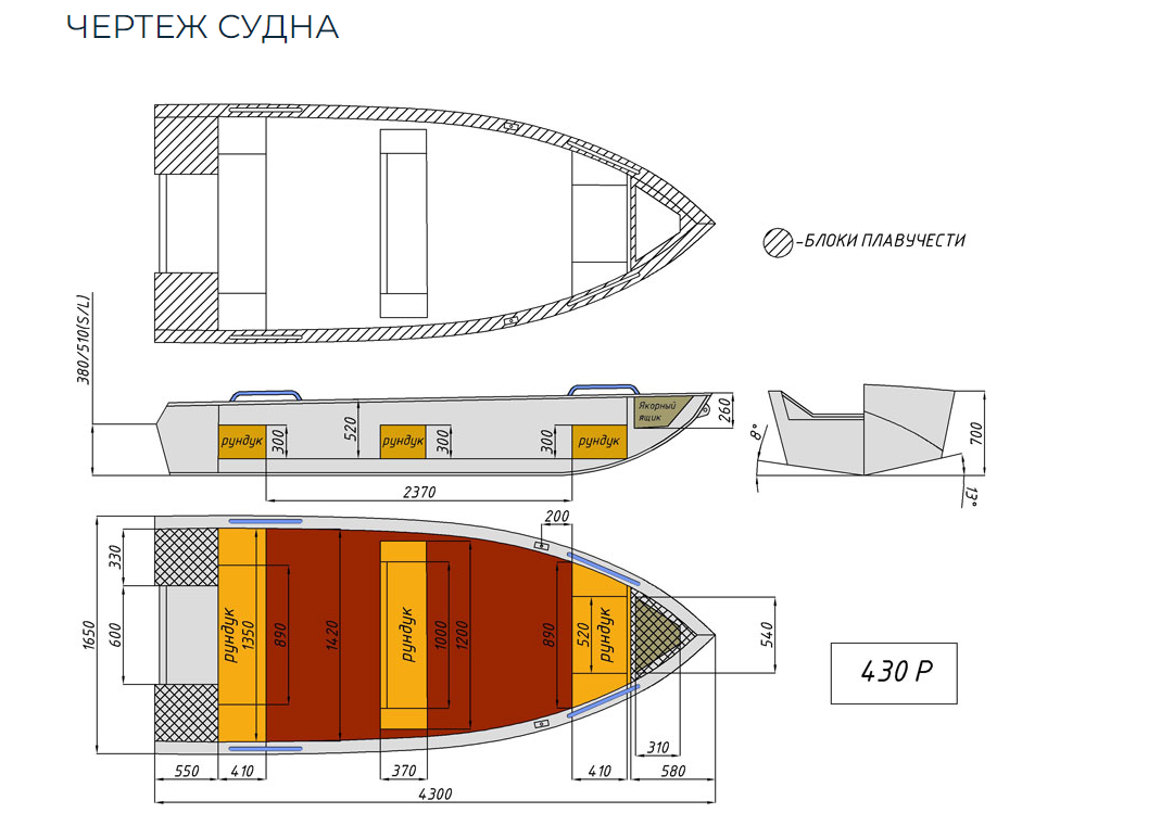 Алюминиевая лодка  Wyatboat-430 Р в Туапсе