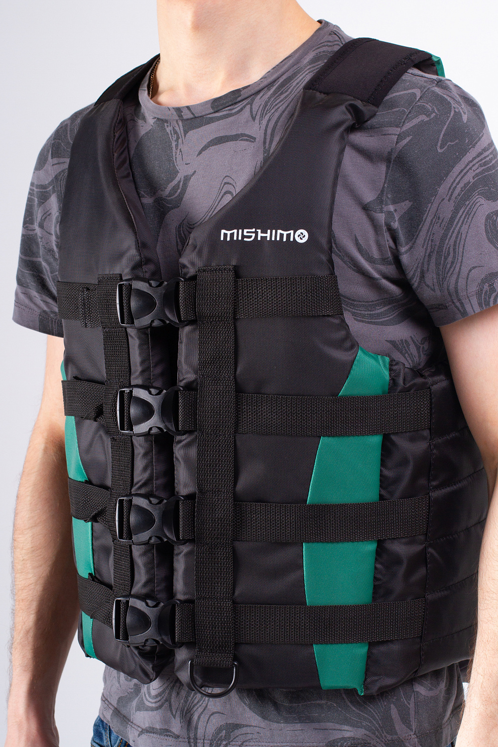 Жилет спасательный MISHIMO PRO Премиум качества Черно-зеленый в Туапсе